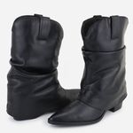 Bota Em Couro Bico Fino Natália Preto 