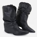 Bota Em Couro Bico Fino Natália Preto 