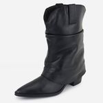 Bota Em Couro Bico Fino Natália Preto 