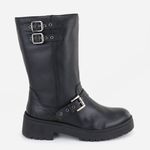 Bota Em Couro Cano Médio Sabrina Preto
