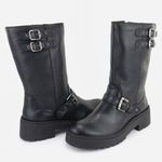 Bota Em Couro Cano Médio Sabrina Preto
