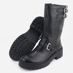 Bota Em Couro Cano Médio Sabrina Preto