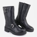 Bota Em Couro Cano Médio Sabrina Preto
