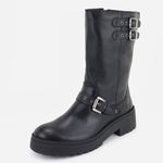 Bota Em Couro Cano Médio Sabrina Preto