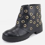 Bota Em Couro Tratorada Ingrid Preto