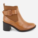 Bota em Couro Salto Grosso Larissa Camel