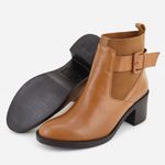 Bota em Couro Salto Grosso Larissa Camel