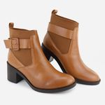 Bota em Couro Salto Grosso Larissa Camel