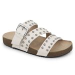 Rasteira Papete Feminina em Couro Cravo Acolchoada Maria Paula Off White
