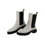 Bota Chelsea Coturno Em Couro Maria Paula Cano Médio Off White