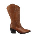 Bota Texana Western Country Em Couro Feminina Bico Fino Maria Paula Camel