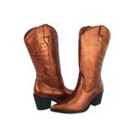 Bota Texana Western Country Em Couro Feminina Bico Fino Maria Paula Lacre