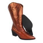 Bota Texana Western Country Em Couro Feminina Bico Fino Maria Paula Lacre