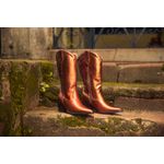 Bota Texana Western Country Em Couro Feminina Bico Fino Maria Paula Lacre