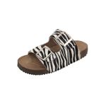 Papete Sandália em Couro Acolchoada Maria Paula Zebra