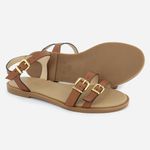 Rasteira Couro Rasteirinha Fivela Sibele Camel