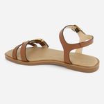 Rasteira Couro Rasteirinha Fivela Sibele Camel