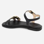 Rasteira Couro Rasteirinha Fivela Sibele Preto