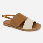 Rasteira Couro Tiras Largas Confort Ravena Camel