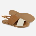 Rasteira Couro Tiras Largas Confort Ravena Camel