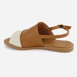 Rasteira Couro Tiras Largas Confort Ravena Camel