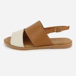 Rasteira Couro Tiras Largas Confort Ravena Camel