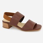 Sandália Salto Baixo Couro Calce Fácil Celina Camel Cedro