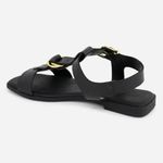 Sandália Rasteira Couro Casual Luxo Moema Preto