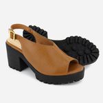 Tamanco Feminino Tratorada Couro Conforto Talita Camel