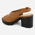 Tamanco Feminino Tratorada Couro Conforto Talita Camel