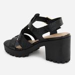 Tamanco Tratorado Couro Cabedal Croco Samira Preto