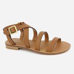 Rasteira Feminina Couro Tiras Finas Samira Camel