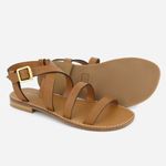 Rasteira Feminina Couro Tiras Finas Samira Camel