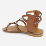 Sandália Rasteira Feminina Couro Zíper Ísis Camel