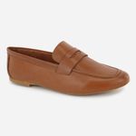 Loafer Couro Feminino Casual Romina Camel