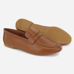 Loafer Couro Feminino Casual Romina Camel