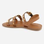 Sandália Rasteira Couro Palminha Conforto Luxo Moana Camel