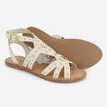 Sandália Rasteira Couro Palminha Conforto Ravena Off White