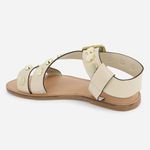 Sandália Rasteira Couro Fechamento Tornozelo Off Adélia Off White