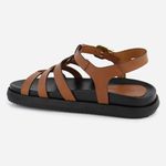 Sandália Rasteiria Couro Gladiadora Celina Camel