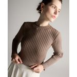 Blusa Básica canelada Bege