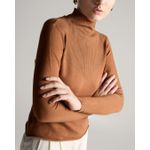 Blusa Canelada V Marrom Caqui