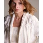 Casaco Alongado Bordado Vania Off White