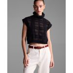 Blusa Madison Gola Alta Transparência Preta