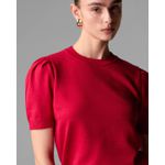 Blusa Soho Manga Curta Pregas Vermelha