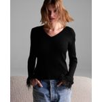 Blusa Manga Longa Plumas Preta