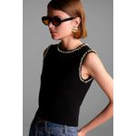 BLUSA TOP PEROLAS PRETO 