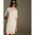Vestido Curto Rendado Roses Branco Off White