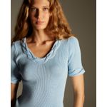 Blusa Canelada Tranças Azul Sonho