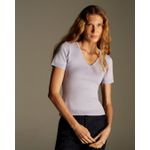 Blusa Decote V Básicos Lilás